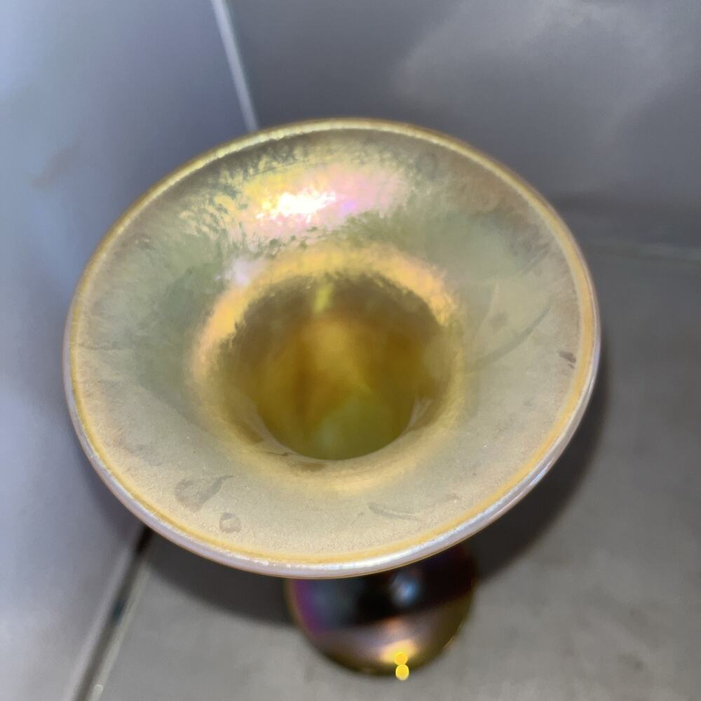 Carl Radke for Phoenix Studios Art Glass Gold Aurene Art Nouveau Style Vase - Picture 2 of 4
